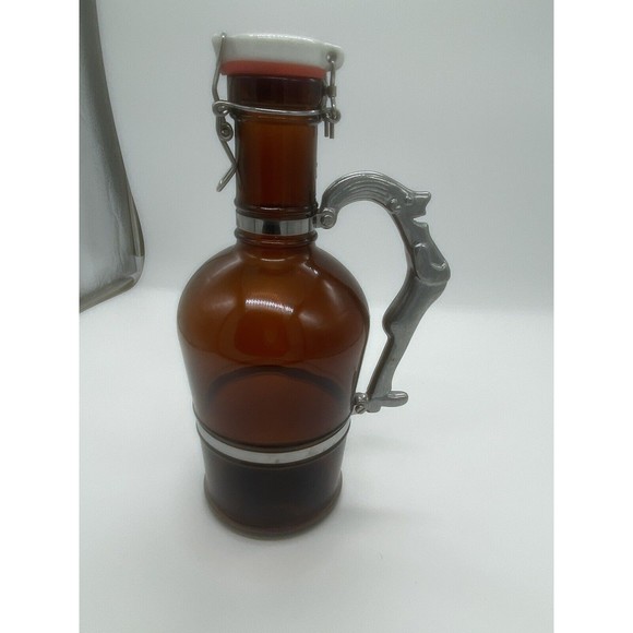 North by Northwest Glass Beer Growler Brewery Muster Geschutzt 2 Liter Brown - Picture 2 of 6